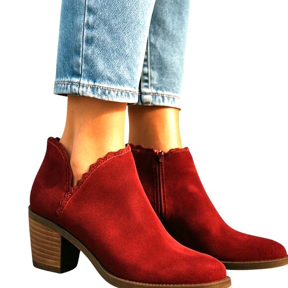 Journee 8.5 Maroon Women's Chelsea Ankle Boots 2 Inch High Heel 8 1/2 - Picture 1 of 8